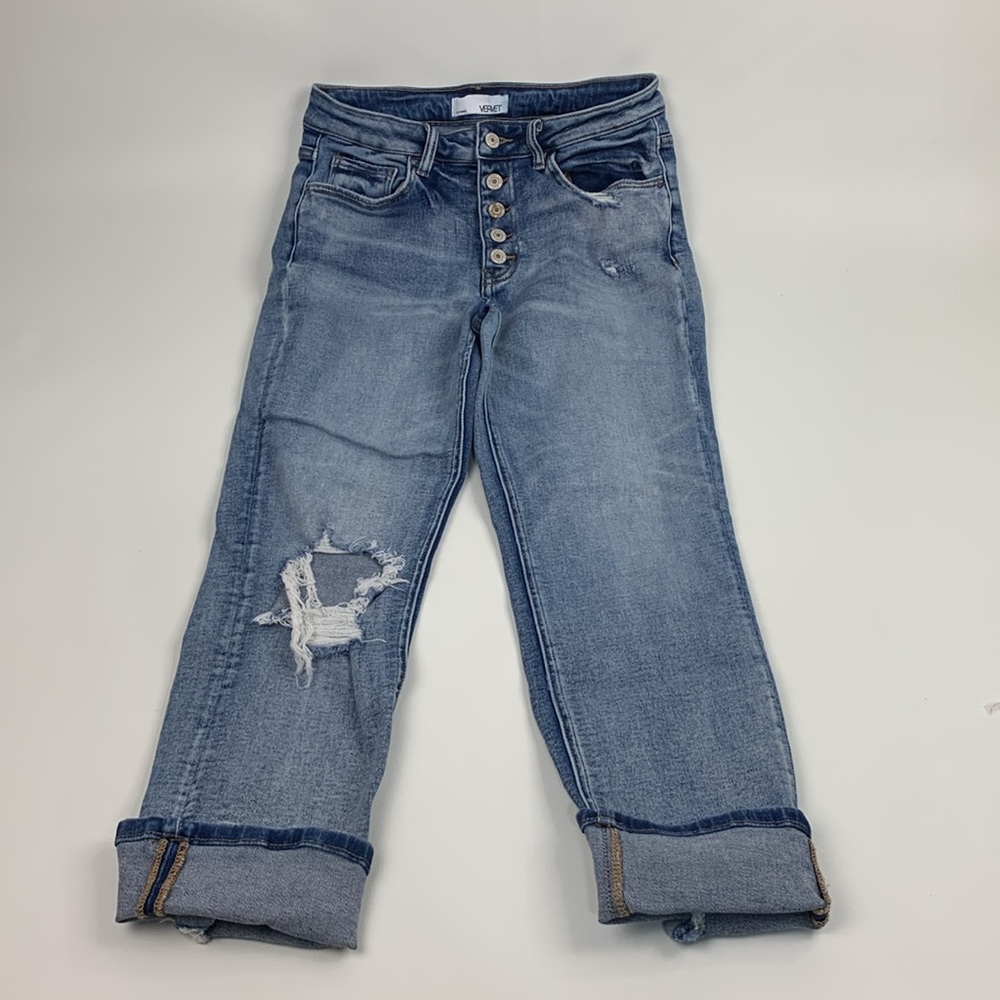 Vervet LA Skinny Ankle Crop Jeans Distressed Size 26 Light wash denim  EUC